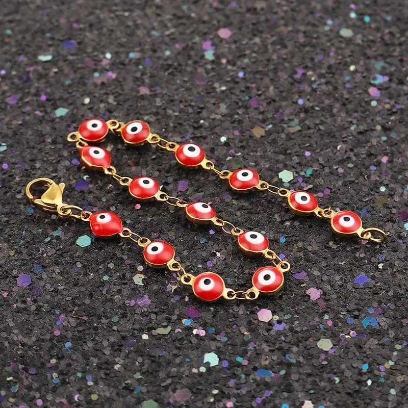 304 Edelstahl Armbänder Gold Farbe Link Kette Multicolor Bösen blick Emaille Armbänder Für Frauen Mann Geschenk 19.2 cm, 1 stück