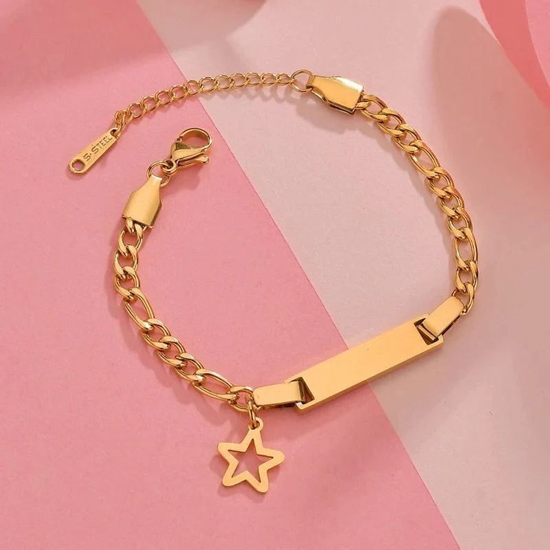 Bluelory Benutzerdefinierte Neugeborenen Name ID Bar Armband Für Kinder Edelstahl Gravierte Datum Symbol Baby Armband Mit Herz Geburtstag Geschenk