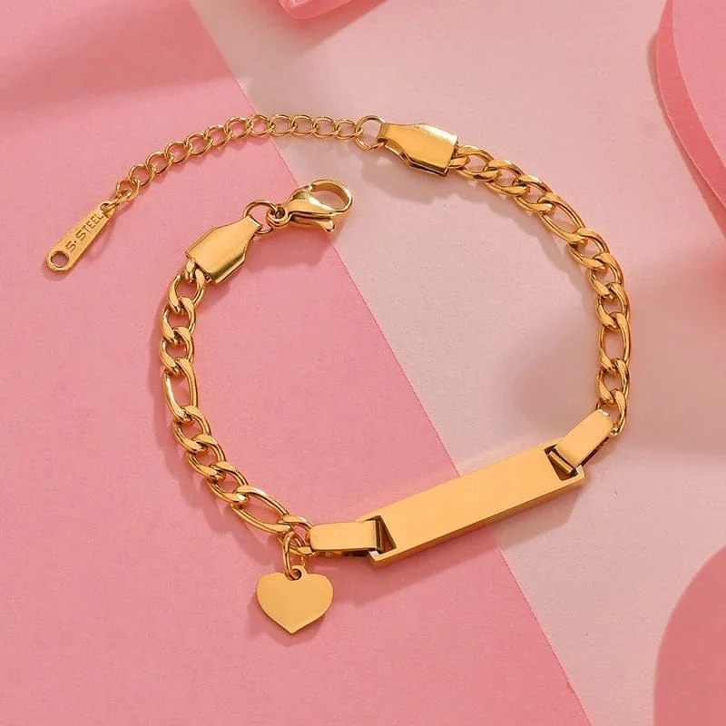 Bluelory Benutzerdefinierte Neugeborenen Name ID Bar Armband Für Kinder Edelstahl Gravierte Datum Symbol Baby Armband Mit Herz Geburtstag Geschenk