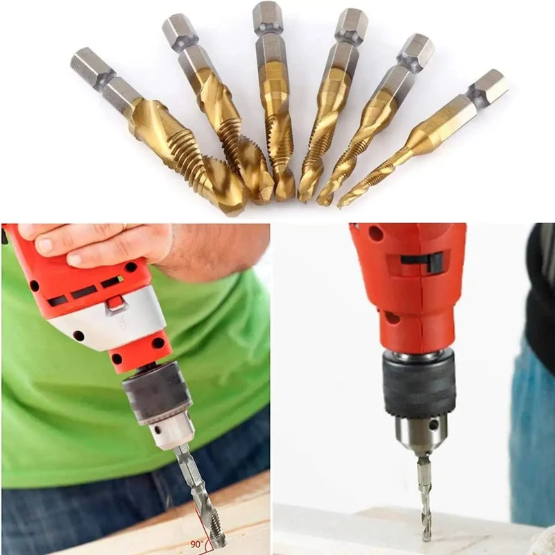 Sechskantschaft, titanbeschichtet, HSS-Gewindebohrer, metrisch, Gewindebohrer, Schraubenmaschine, Verbundgewindebohrer, M3, M4, M5, M6, M8, M10, Handwerkzeuge
