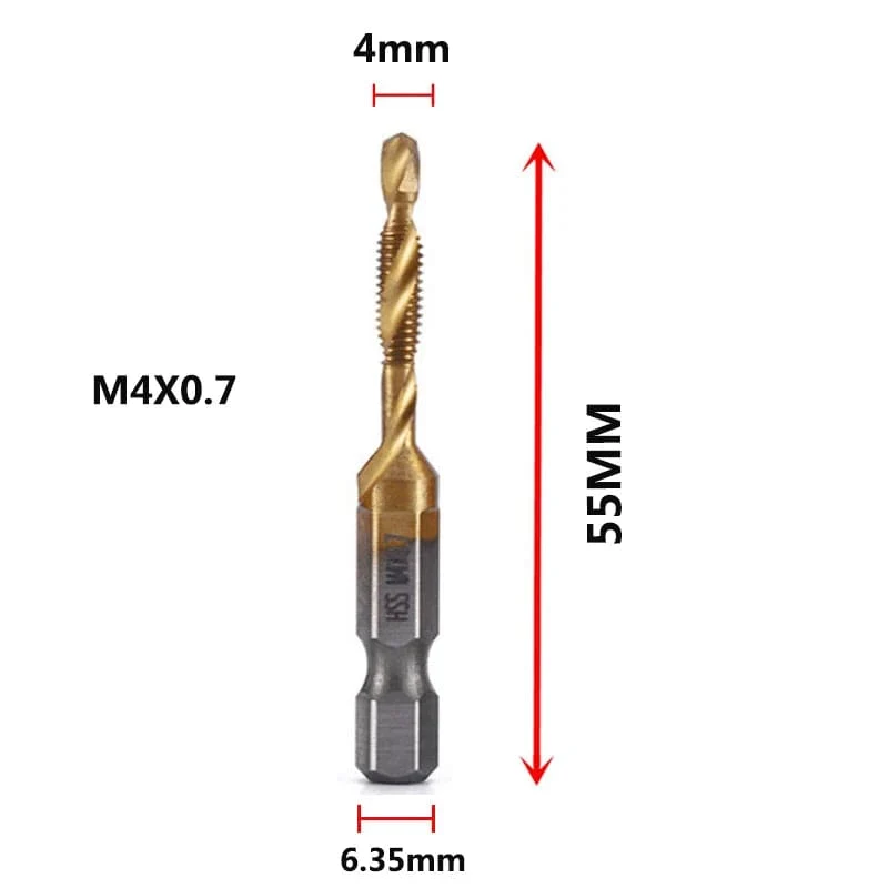 Sechskantschaft, titanbeschichtet, HSS-Gewindebohrer, metrisch, Gewindebohrer, Schraubenmaschine, Verbundgewindebohrer, M3, M4, M5, M6, M8, M10, Handwerkzeuge