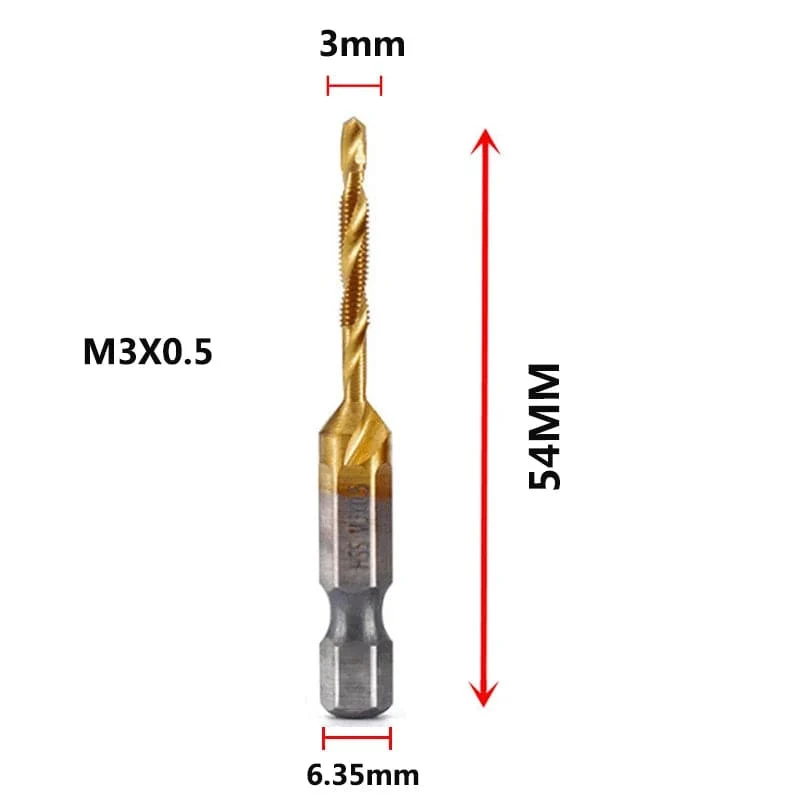 Sechskantschaft, titanbeschichtet, HSS-Gewindebohrer, metrisch, Gewindebohrer, Schraubenmaschine, Verbundgewindebohrer, M3, M4, M5, M6, M8, M10, Handwerkzeuge