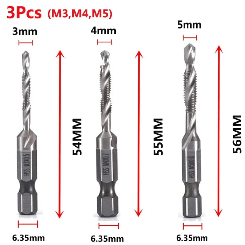 Sechskantschaft, titanbeschichtet, HSS-Gewindebohrer, metrisch, Gewindebohrer, Schraubenmaschine, Verbundgewindebohrer, M3, M4, M5, M6, M8, M10, Handwerkzeuge