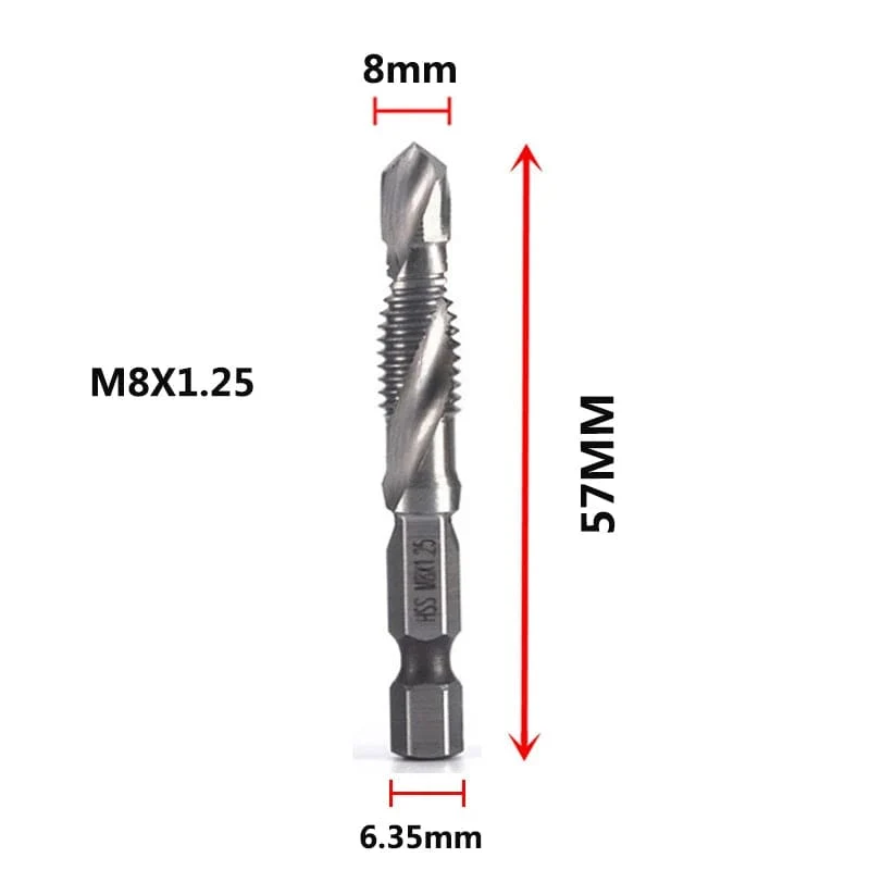 Sechskantschaft, titanbeschichtet, HSS-Gewindebohrer, metrisch, Gewindebohrer, Schraubenmaschine, Verbundgewindebohrer, M3, M4, M5, M6, M8, M10, Handwerkzeuge