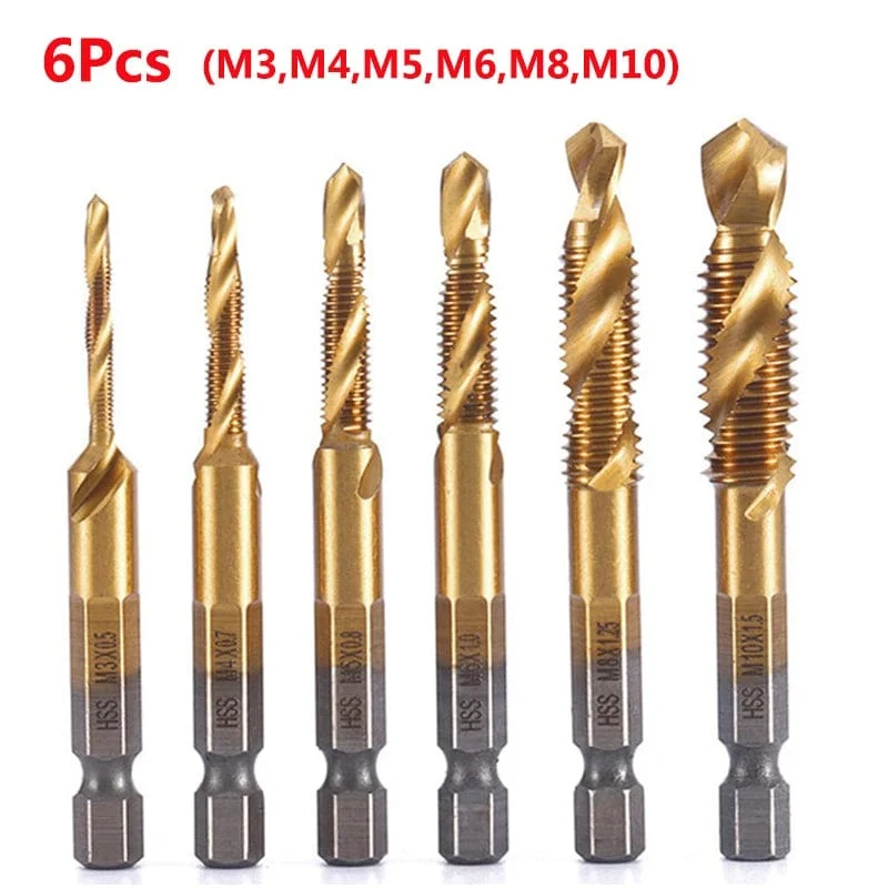 Sechskantschaft, titanbeschichtet, HSS-Gewindebohrer, metrisch, Gewindebohrer, Schraubenmaschine, Verbundgewindebohrer, M3, M4, M5, M6, M8, M10, Handwerkzeuge
