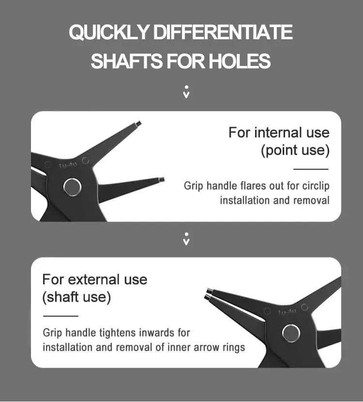 2-in-1-Sicherungsringzange für die interne und externe Kartenhaltezange. Multifunktionales professionelles Handwerkzeug für die Hardware-Reparatur