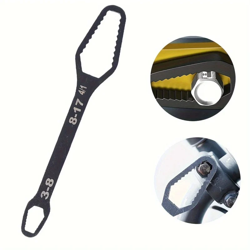 1 Stück 3–17 mm Universal-Torxschlüssel mit Doppelkopf, selbstspannender verstellbarer Schraubenschlüssel, Handwerkzeug, Farben umfassen Silber und Schwarz
