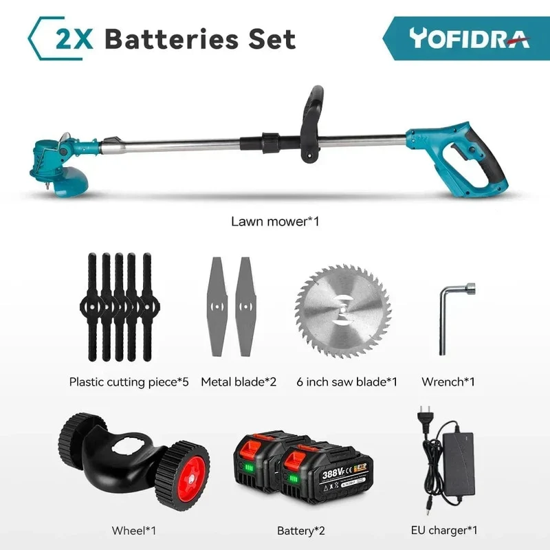Handgehaltener elektrischer, faltbarer Rasenmäher für Makita 18-V-Akku, einstellbarer elektrischer Trimmer mit Zubehör, Garten-Schnittwerkzeug