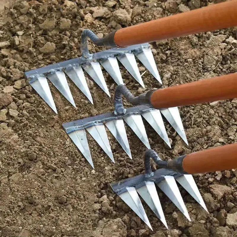 Gartenhacke, Unkrautjäten, Rechen, Stahl, landwirtschaftliches Werkzeug, Greifen, Harken, Ebene, Boden lockern, Egge, Blätter reinigen, Unkraut sammeln, landwirtschaftliches Werkzeug