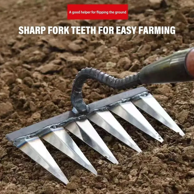 Gartenhacke, Unkrautjäten, Rechen, Stahl, landwirtschaftliches Werkzeug, Greifen, Harken, Ebene, Boden lockern, Egge, Blätter reinigen, Unkraut sammeln, landwirtschaftliches Werkzeug