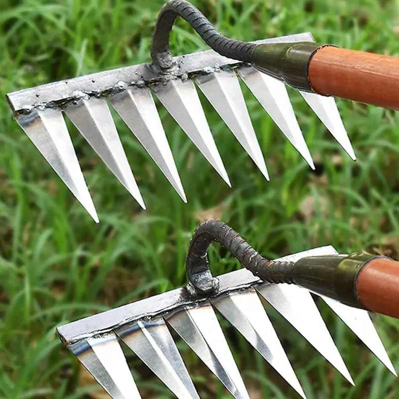 Gartenhacke, Unkrautjäten, Rechen, Stahl, landwirtschaftliches Werkzeug, Greifen, Harken, Ebene, Boden lockern, Egge, Blätter reinigen, Unkraut sammeln, landwirtschaftliches Werkzeug