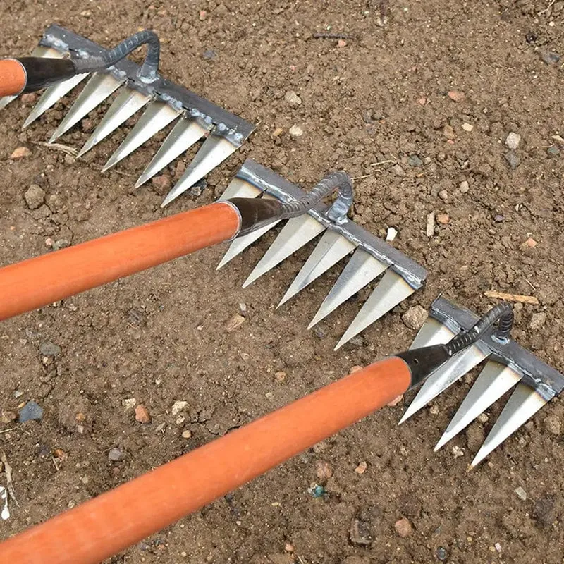 Gartenhacke, Unkrautjäten, Rechen, Stahl, landwirtschaftliches Werkzeug, Greifen, Harken, Ebene, Boden lockern, Egge, Blätter reinigen, Unkraut sammeln, landwirtschaftliches Werkzeug