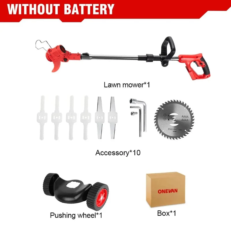 ONEVAN 2500W 20000RPM Elektrischer Rasenmäher Akku-Rasentrimmer Faltbarer verstellbarer Garten-Elektrowerkzeug für Makita18V-Batterie