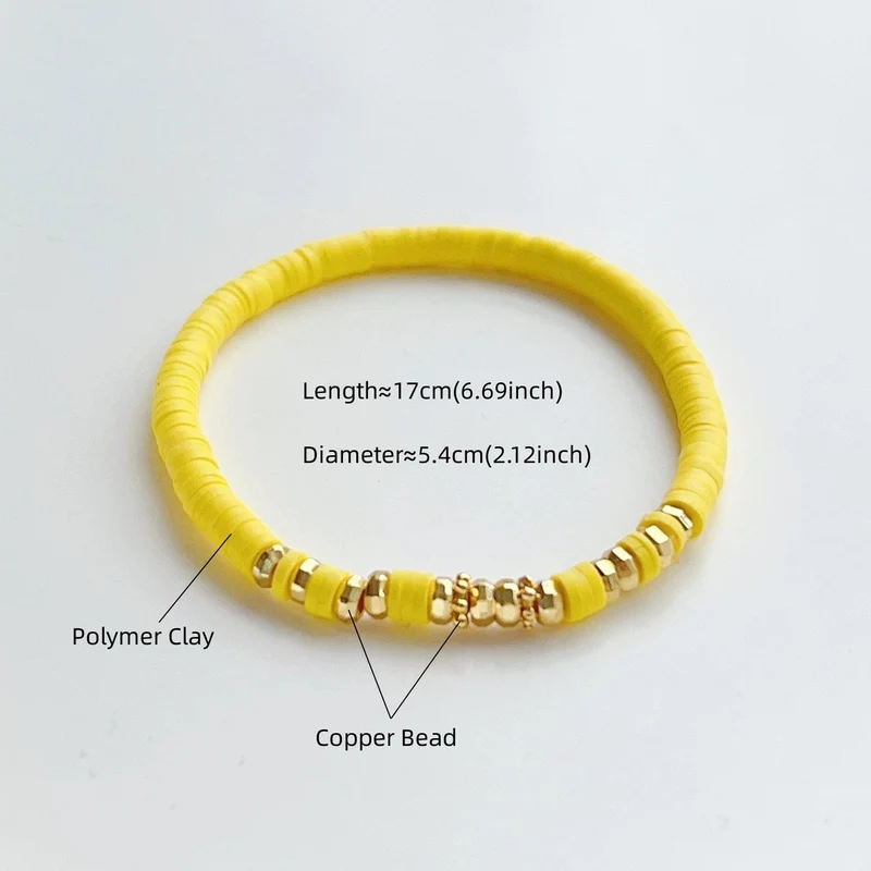 HERLOOK Boho-Schmuck, stapelbare Heishi-Armbänder für Frauen, Sommer-Armband aus Polymer-Tonperlen, goldfarben, verteilte Perlen, Pulseras