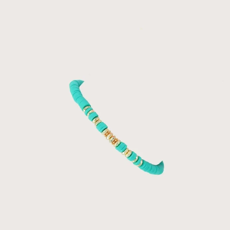HERLOOK Boho-Schmuck, stapelbare Heishi-Armbänder für Frauen, Sommer-Armband aus Polymer-Tonperlen, goldfarben, verteilte Perlen, Pulseras