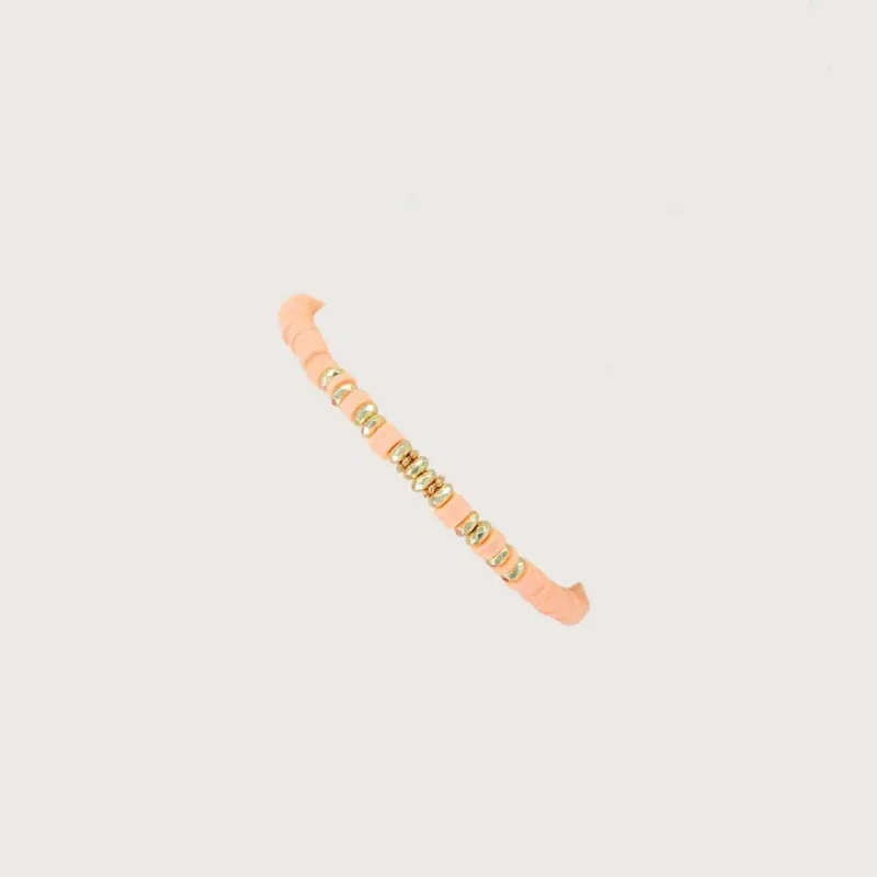 HERLOOK Boho-Schmuck, stapelbare Heishi-Armbänder für Frauen, Sommer-Armband aus Polymer-Tonperlen, goldfarben, verteilte Perlen, Pulseras