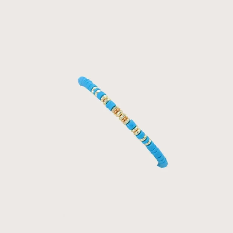 HERLOOK Boho-Schmuck, stapelbare Heishi-Armbänder für Frauen, Sommer-Armband aus Polymer-Tonperlen, goldfarben, verteilte Perlen, Pulseras