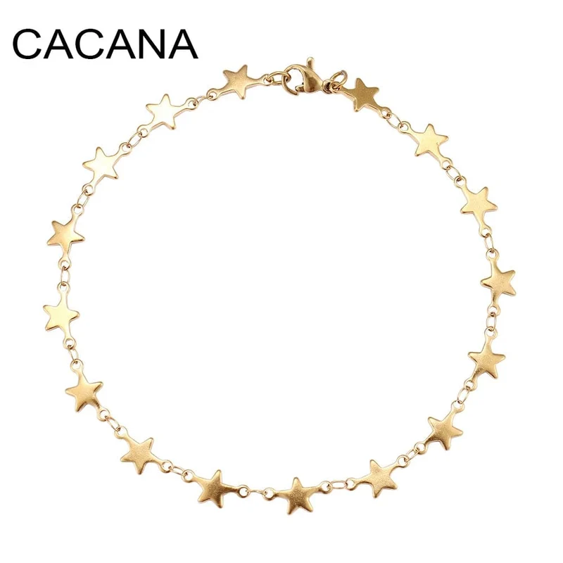 CACANA Edelstahl Kette Armbänder Für Mann Frauen Gold Silber Farbe Für Anhänger Pentagramm Donot Verblassen Schmuck N1846