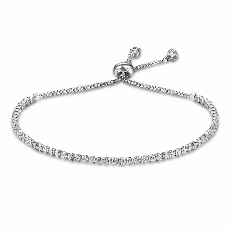 Mode Charme CZ Tennis Armband für Frauen Kristall Zirkon Schmuck Einstellbar Gold Farbe Silber Farbe Box Kette Armbänder Geschenk