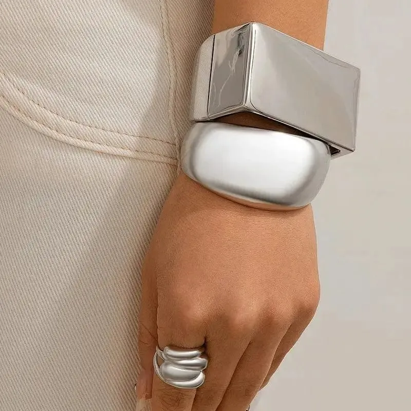 DIEZI Übertrieben Gold Silber Farbe Armreifen Vintage Punk Unregelmäßige Geometrische Armreifen Für Frauen Armbänder Männer Zubehör Schmuck