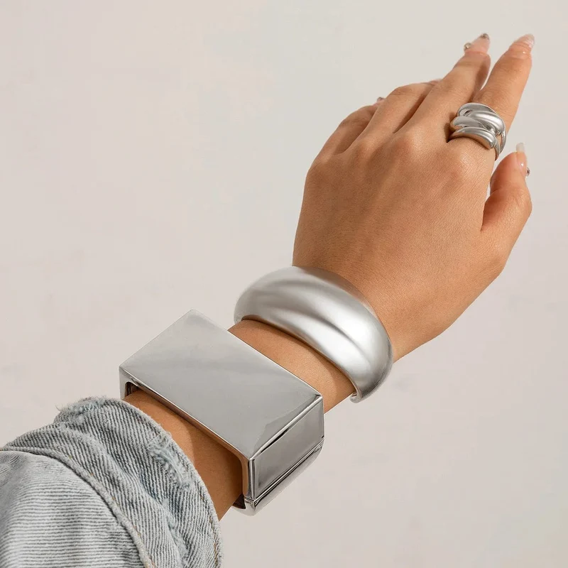 DIEZI Übertrieben Gold Silber Farbe Armreifen Vintage Punk Unregelmäßige Geometrische Armreifen Für Frauen Armbänder Männer Zubehör Schmuck