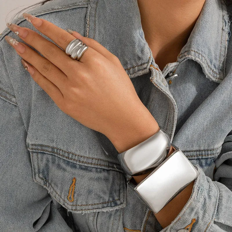 DIEZI Übertrieben Gold Silber Farbe Armreifen Vintage Punk Unregelmäßige Geometrische Armreifen Für Frauen Armbänder Männer Zubehör Schmuck