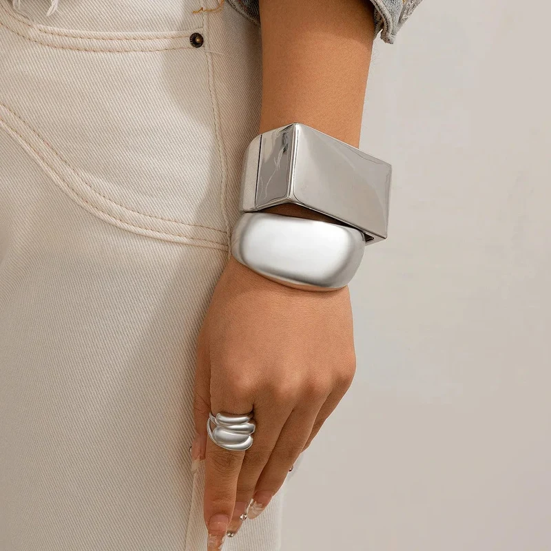 DIEZI Übertrieben Gold Silber Farbe Armreifen Vintage Punk Unregelmäßige Geometrische Armreifen Für Frauen Armbänder Männer Zubehör Schmuck