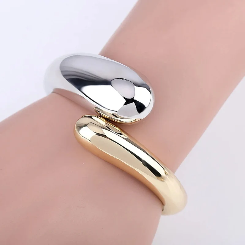 SHANGZHIHUA Europäischer und amerikanischer Trend Neues offenes Armband aus Metall mit geometrischem Design für Damenmode und hochwertigen Schmuck