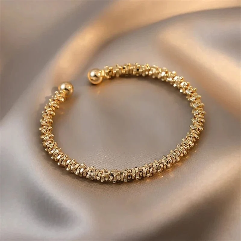 SHANGZHIHUA Europäischer und amerikanischer Trend Neues offenes Armband aus Metall mit geometrischem Design für Damenmode und hochwertigen Schmuck