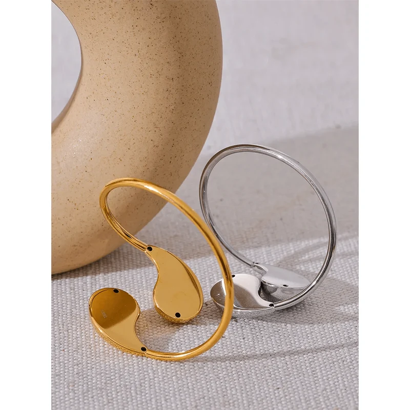 Yhpup 316l Edelstahl Wassertropfen Hohl Verstellbares Armband Armreif für Frauen 18K Gold PVD plattiert Rostfrei Ungewöhnlicher Schmuck