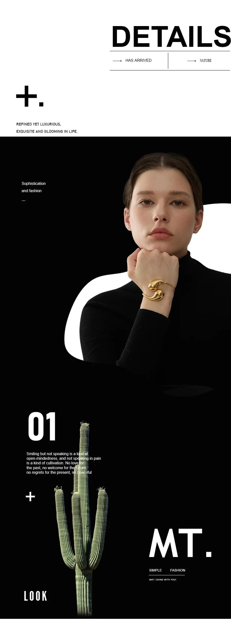 Yhpup 316l Edelstahl Wassertropfen Hohl Verstellbares Armband Armreif für Frauen 18K Gold PVD plattiert Rostfrei Ungewöhnlicher Schmuck