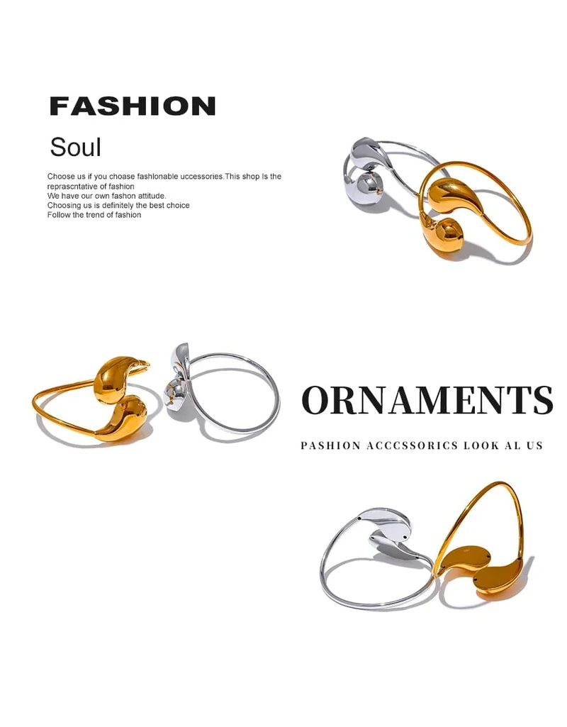 Yhpup 316l Edelstahl Wassertropfen Hohl Verstellbares Armband Armreif für Frauen 18K Gold PVD plattiert Rostfrei Ungewöhnlicher Schmuck