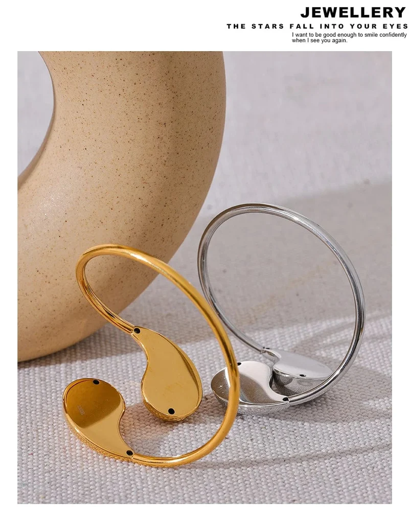 Yhpup 316l Edelstahl Wassertropfen Hohl Verstellbares Armband Armreif für Frauen 18K Gold PVD plattiert Rostfrei Ungewöhnlicher Schmuck