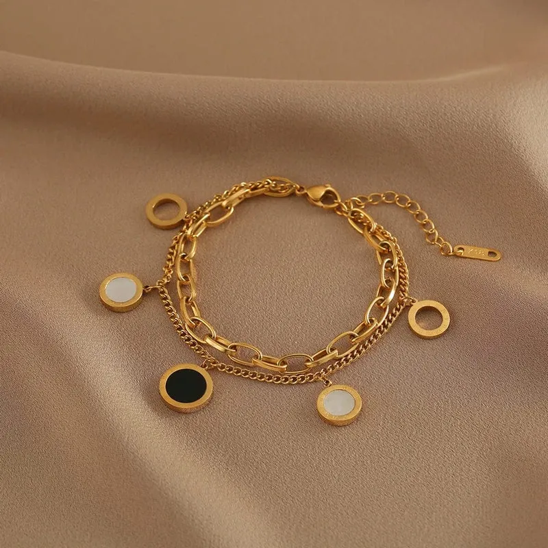 Luxus Berühmte Marke Schmuck Gold farbe Edelstahl Römischen ziffern Armbänder & Armreifen Weiblichen Charme Armband Für Frauen