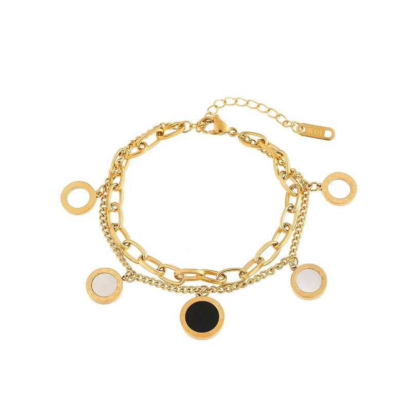 Luxus Berühmte Marke Schmuck Gold farbe Edelstahl Römischen ziffern Armbänder & Armreifen Weiblichen Charme Armband Für Frauen