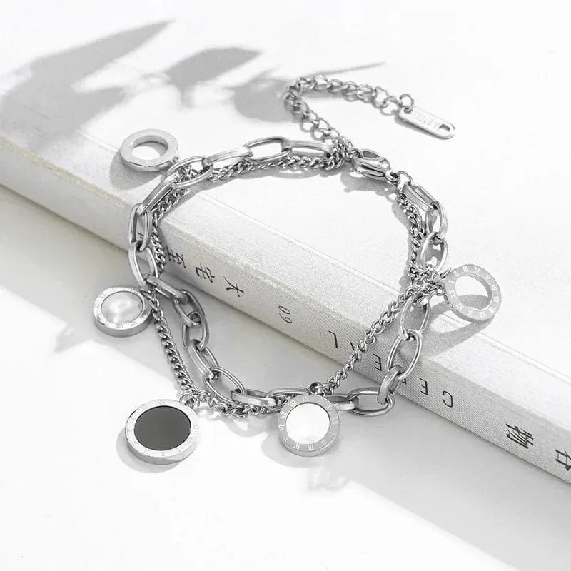 Luxus Berühmte Marke Schmuck Gold farbe Edelstahl Römischen ziffern Armbänder & Armreifen Weiblichen Charme Armband Für Frauen