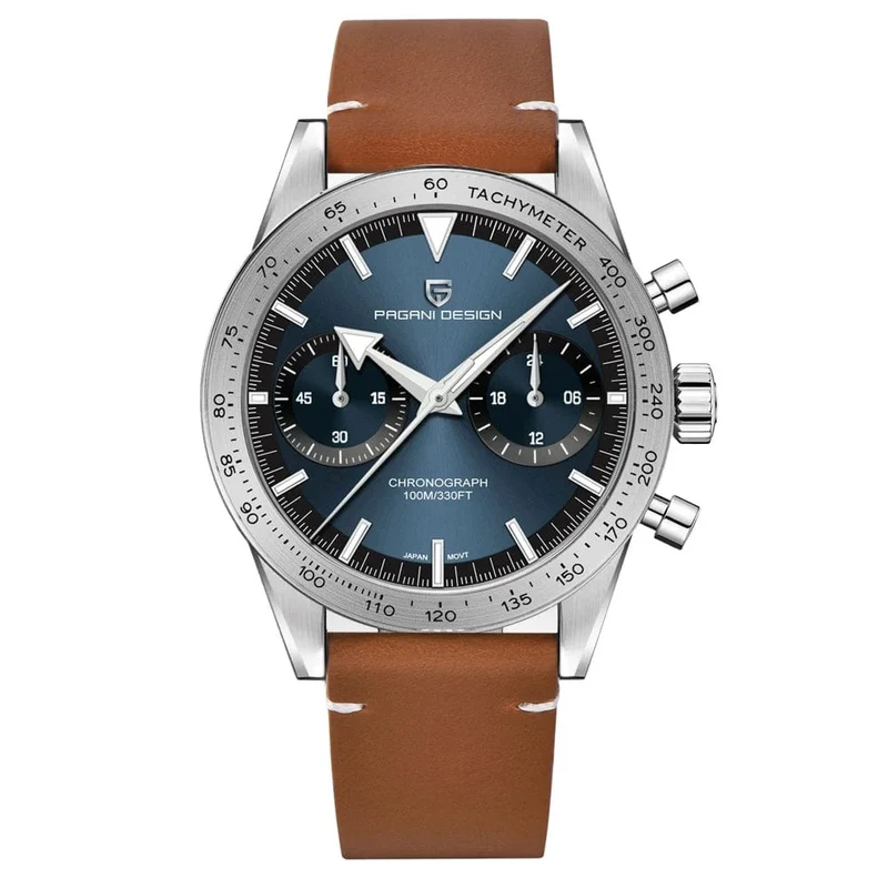 PAGANI DESIGN 2023 Herrenuhr Mond Quarzuhr Herren Speed ​​Sport wasserdicht Chronograph AR Saphir VK64 Stahl Retro Leuchtuhr