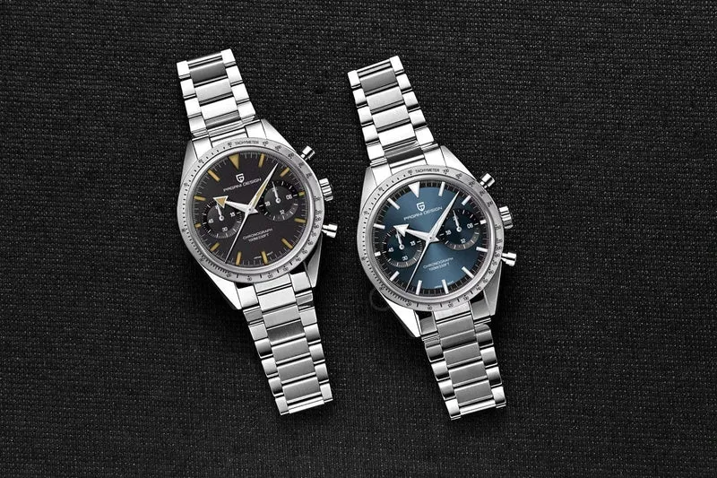 PAGANI DESIGN 2023 Herrenuhr Mond Quarzuhr Herren Speed ​​Sport wasserdicht Chronograph AR Saphir VK64 Stahl Retro Leuchtuhr