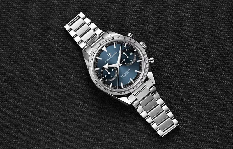 PAGANI DESIGN 2023 Herrenuhr Mond Quarzuhr Herren Speed ​​Sport wasserdicht Chronograph AR Saphir VK64 Stahl Retro Leuchtuhr