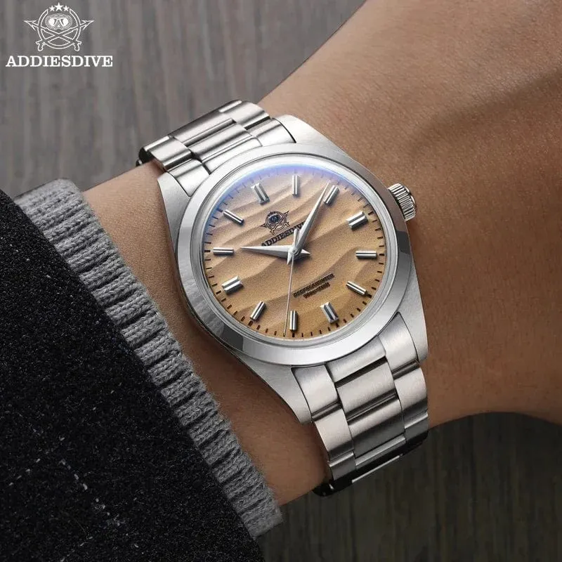 ADDIESDIVE Heißer Verkauf AD2030 Quarzuhr Einfache 10Bar Stahl Dive Armbanduhr Blase Spiegel Topf Abdeckung Glas Sport 36mm Männer Uhren