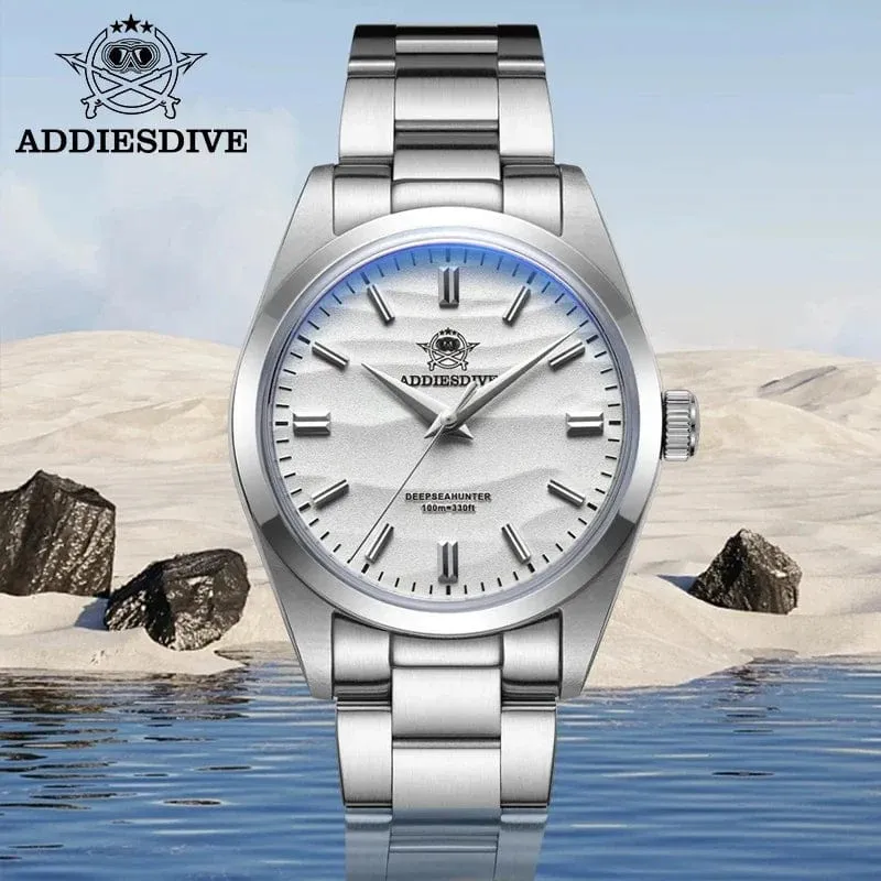 ADDIESDIVE Heißer Verkauf AD2030 Quarzuhr Einfache 10Bar Stahl Dive Armbanduhr Blase Spiegel Topf Abdeckung Glas Sport 36mm Männer Uhren
