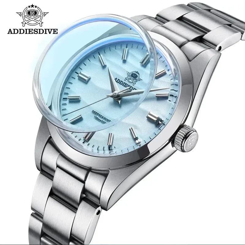 ADDIESDIVE Heißer Verkauf AD2030 Quarzuhr Einfache 10Bar Stahl Dive Armbanduhr Blase Spiegel Topf Abdeckung Glas Sport 36mm Männer Uhren