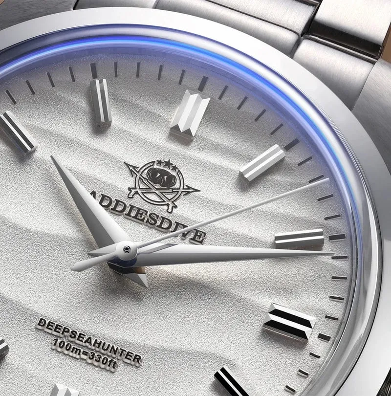 ADDIESDIVE Heißer Verkauf AD2030 Quarzuhr Einfache 10Bar Stahl Dive Armbanduhr Blase Spiegel Topf Abdeckung Glas Sport 36mm Männer Uhren