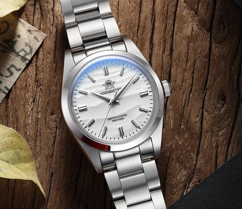 ADDIESDIVE Heißer Verkauf AD2030 Quarzuhr Einfache 10Bar Stahl Dive Armbanduhr Blase Spiegel Topf Abdeckung Glas Sport 36mm Männer Uhren