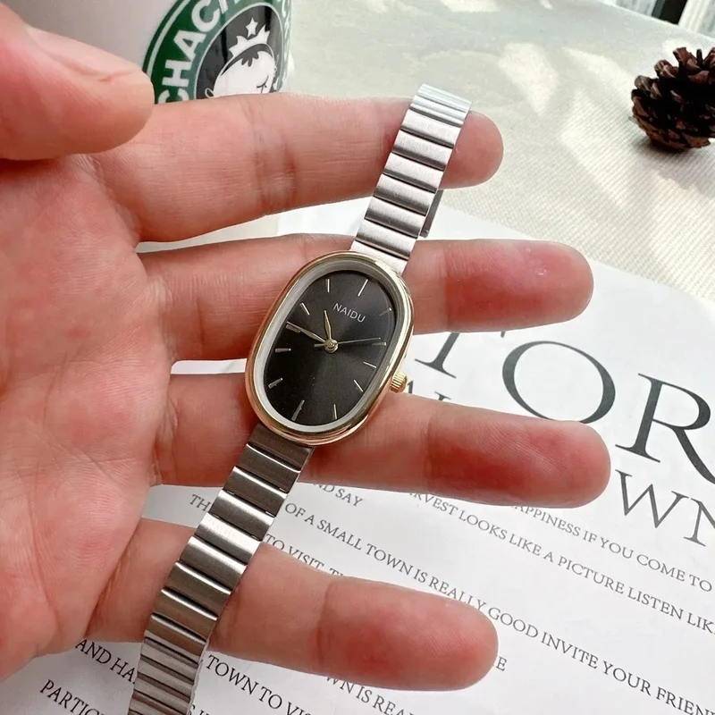Mode Luxus Frauen Quarzuhr Edelstahl Oval Kleine Zifferblatt Bambus Strap Mädchen Student Armbanduhr Dropshipping Relogio