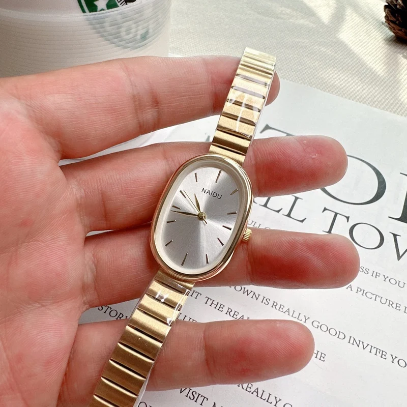 Mode Luxus Frauen Quarzuhr Edelstahl Oval Kleine Zifferblatt Bambus Strap Mädchen Student Armbanduhr Dropshipping Relogio