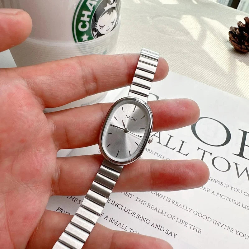 Mode Luxus Frauen Quarzuhr Edelstahl Oval Kleine Zifferblatt Bambus Strap Mädchen Student Armbanduhr Dropshipping Relogio