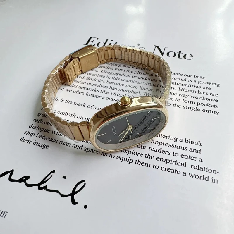 Mode Luxus Frauen Quarzuhr Edelstahl Oval Kleine Zifferblatt Bambus Strap Mädchen Student Armbanduhr Dropshipping Relogio