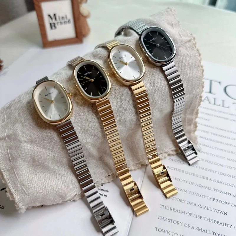 Mode Luxus Frauen Quarzuhr Edelstahl Oval Kleine Zifferblatt Bambus Strap Mädchen Student Armbanduhr Dropshipping Relogio
