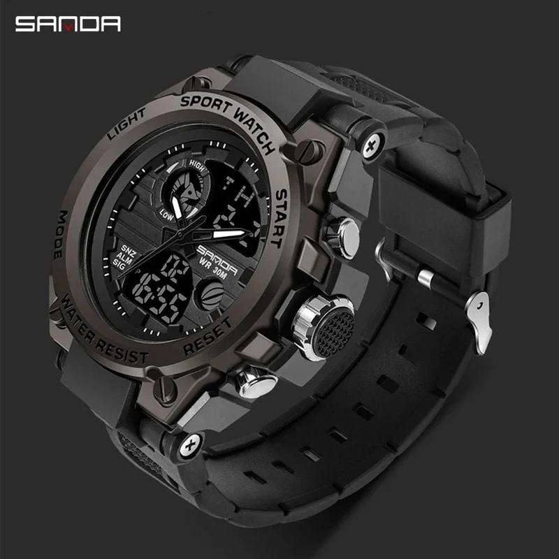 SANDA G Style Herren Digitaluhr Datum Militär Sportuhren Wasserdichte elektronische Armbanduhr Herrenuhr Orologio da uomo 739